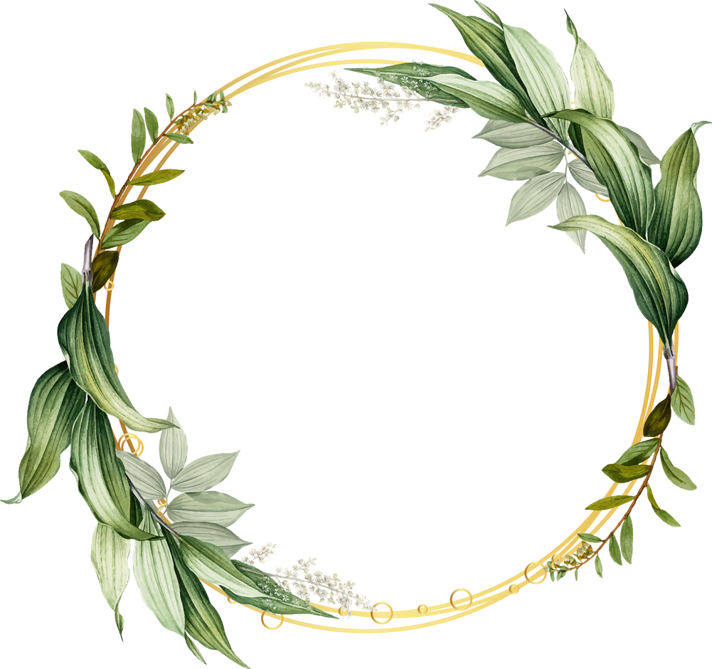 Circular Frame with Leaves Illustration